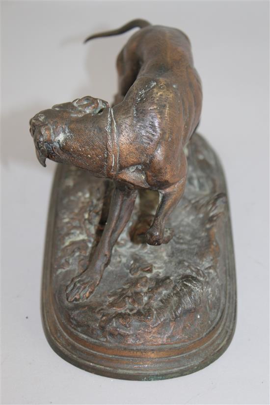 After P J Mene. A bronze model of a Pointer dog, 9in.